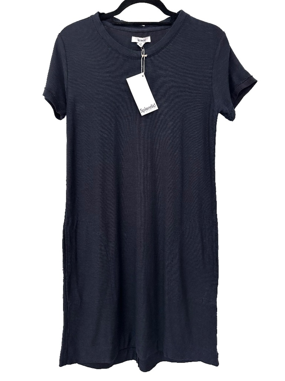 New! | Splendid Collection | Slub Knit T-Shirt Dress w/Pockets | Navy | XS